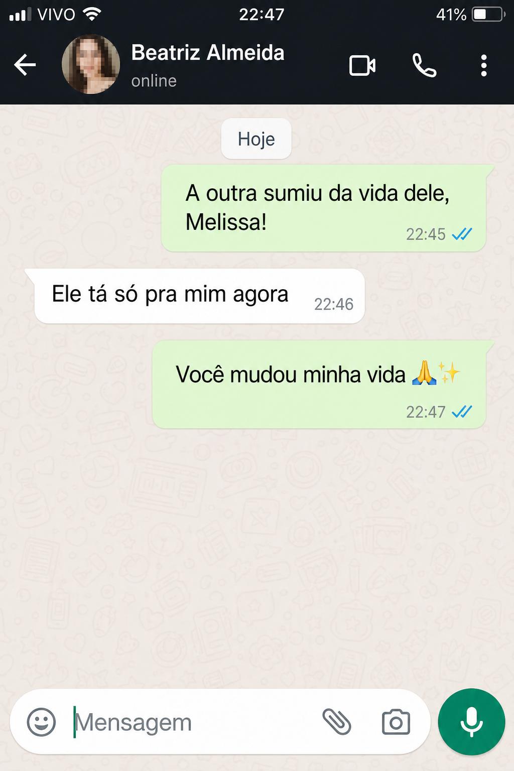 Conversa com cliente Beatriz Almeida